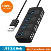 USB Hub Komputer Multi-perangkat Laptop 4 Port USB Kecepatan Tinggi 2.0 Hub Adaptor Daya Multi untuk Komputer Desktop Laptop untuk Win7/8