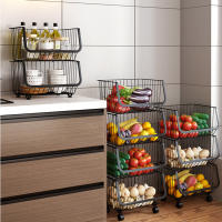 1 Pcs Kitchen Accessories Vegetable Storage Shelf Cart Fruit Basket Multi-layer Rack Metal