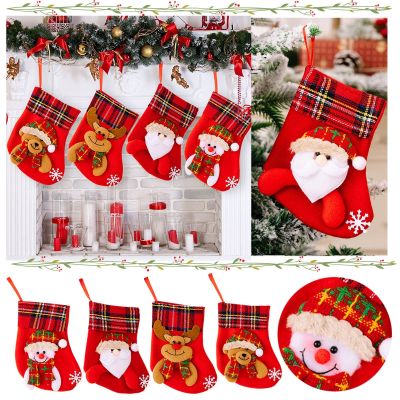 Christmas Stocking Christmas Tree Decor Candy Gift Bag Snowman Santa Claus Elk Bear Print Home Navidad Socks Christmas Gift