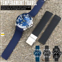 21mm New Style Rubber Watch Strap Black Blue Gray Waterpoof Folding Buckle Watch band Suitable for Longines Conquest Watch