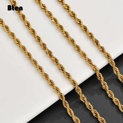 【CW】BTEN 1 piece Gold Color Width 2mm/3mm/4mm/5mm/6mm Rope Chain Necklace/Bracelet For Men Women Stainless Steel Chain Necklace