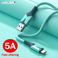 USLION สายไมโคร USB ชนิด C 5A,สายซิลิโคนเหลวชาร์จเร็ว QC3.0สายดาต้าโทรศัพท์สำหรับ Xiaomi 12 Pro Samsung S22 Realme POCO