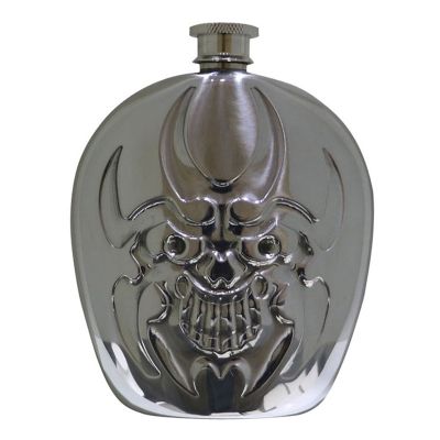 Mini 6oz Creative 304 Stainless Steel Alcohol Funnel Whisky Bottle Mirror Hip Flask Moscow Vodka Flagon with Devil Pattern