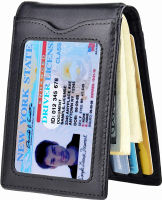 Kinzd Slim Wallet with Money Clip RFID Blocking Minimalist Bifold Wallet for Men Genuine Leather Front Pocket Card Holder AS137 - #Nappa Black