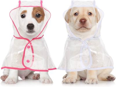 Pet Dog Raincoat Clear Pet Waterproof Clothes Hooded Rain Jacket Plastic Puppy Rain Poncho Pet Rainwear for Small Medium Dog