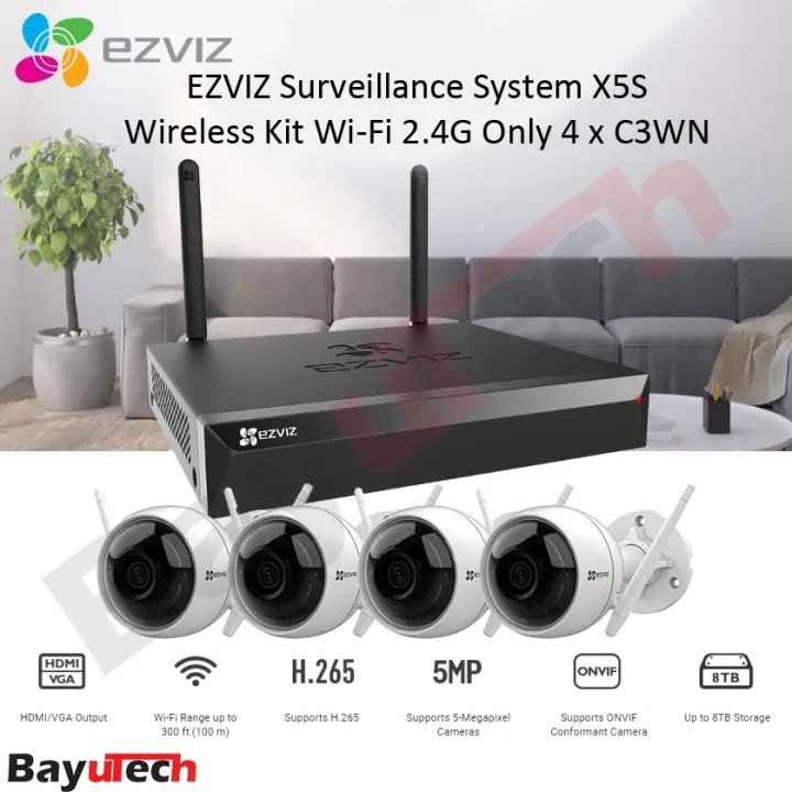 EZVIZ CS-BW3424B0-E40 KIT WIRELESS SECURITY SYSTEM 4 FULL HD WIFI CAMERA C3WN