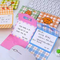 GONUUWGL Cute Gift Card Cartoon Birthday Card Message Notepad Best Wishes Card Greeting Card Blessing Card Grid Bear Envelop Paper Envelopes