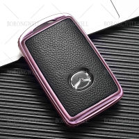 LCX Kunci Remote Mobil สไตล์หนัง TPU แบบนิ่มเคสสำหรับ Mazda 3 Alexa CX-30 CX30 CX5 CX 5 CX-5 CX8 CX4 2019 2020 2021 3ปุ่มอุปกรณ์พวงกุญแจ