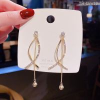 ? เครื่องประดับ 925 silver needle web celebrity senior sense pearl tassel earrings female temperament of long eardrop stud earrings manufacturers selling