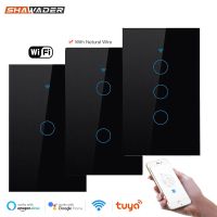 Wifi Smart Light Switch Glass Screen Touch Panel Voice Control Wireless Wall Switches Remote with Alexa Google Home 1/2/3/4 Gang