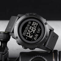 SKMEI 10 Years Battery Outdoor Sport Men Digital Watch Waterproof Alarm LED Clock Black Large Dial PU Mens Wristwatch 2020 1727