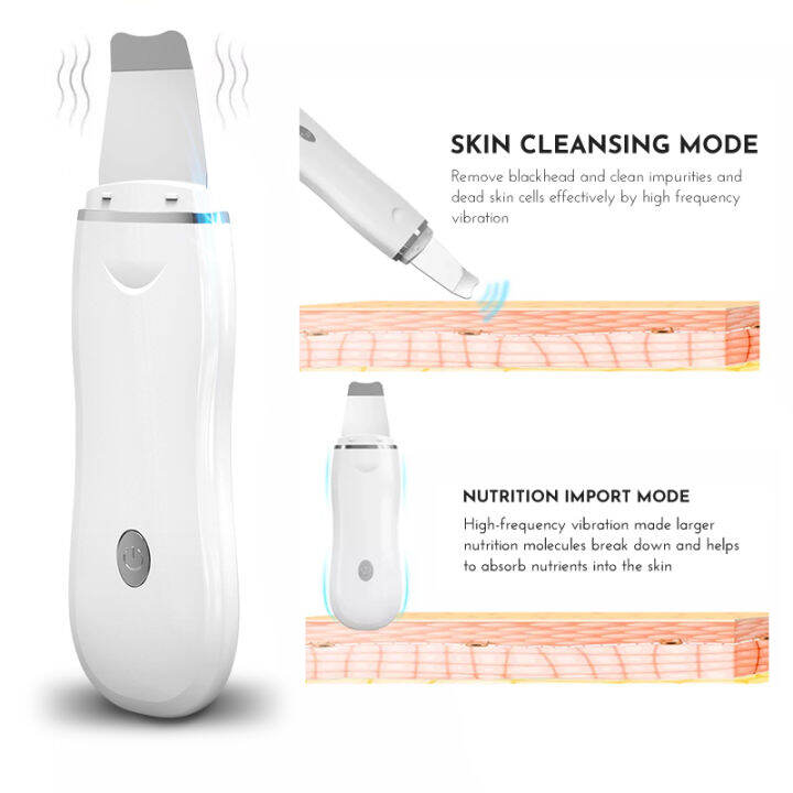 Ultrasonic Skin Scrubber Blackhead Remover Pore Cleaner Kit Facial Ion Shovel Deep Face Cleaning