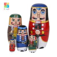 ELROY 5Pcs/Set Matryoshka ตุ๊กตารัสเซียทำด้วยไม้ ทหารวอลนัท สีเพ้นท์มือ ตุ๊กตามนุษย์หิมะ งานหัตถกรรมรัสเซีย 5ชิ้น/เซ็ต ตุ๊กตา Matryoshka รัสเซีย ของขวัญวันเกิดของขวัญ