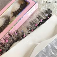 1 pair Soft faux Mink False Eyelashes Natural 5D Fake Eye Lashes with Shiny Rhinestones Makeup Party with butterfly Eyelashes