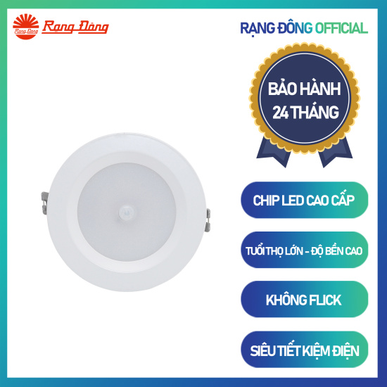 Đèn led âm trần downlight cảm biến at04 110 9w pir chính hãng rạng đông - ảnh sản phẩm 1