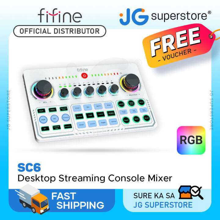 Fifine SC6 Wireless Desktop Sound Mixer Streaming Console with 15 ...