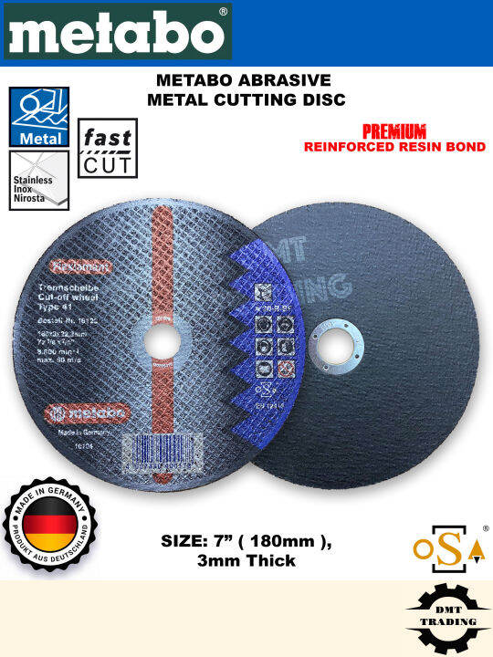 METABO 7" (180mm) Abrasive Metal Cutting Disc / Wheel (Long Life) (MADE