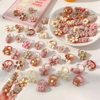 ◇☼ 20 Pcs/Set Baby Girls Cute Cartoon Flower Bow Scrunchies Rubber Bands Children Elastic Hair Bands Kids Hair Accessories