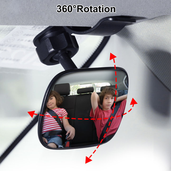 กระจกรถเด็ก-กระจกมองรถยนต์มองหลังอเนกประสงค์ปรับได้360-พร้อมตัวหนีบด้านหลังกระจกนั่งสำหรับแม่อุปกรณ์หัดเดินสำหรับทารกเด็ก