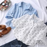 Women Chiffon Blouse Top Polka Dot Print Shirt Blouse Casual