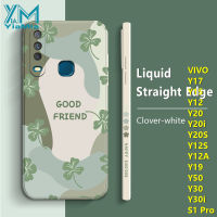 YiaMia เคสโทรศัพท์สำหรับ VIVO Y17 Y15 Y12 Y20 Y20i Y20S เคสโทรศัพท์ Y12S Y12A Y19 Y50 Y30 Y30i S1โปร S1ดอกไม้ Pinellia ของเหลวด้านตรงฝาครอบโทรศัพท์คู่