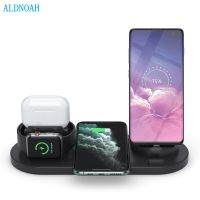 ZZOOI 6 in 1 Wireless Charger Dock Station for iPhone/Android/Type-C USB Phones 10W  Fast Charging For Apple Watch AirPods Pro