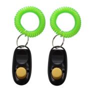 2Pcs Pet Dog Cat Button Click Clicker Trainer Training Obedience Aid Wrist