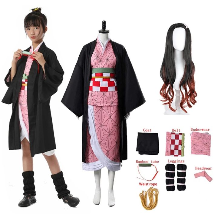 【PRETTYGG】Kamado Nezuko Cosplay Costume for Kids Girls Demon Slayer ...