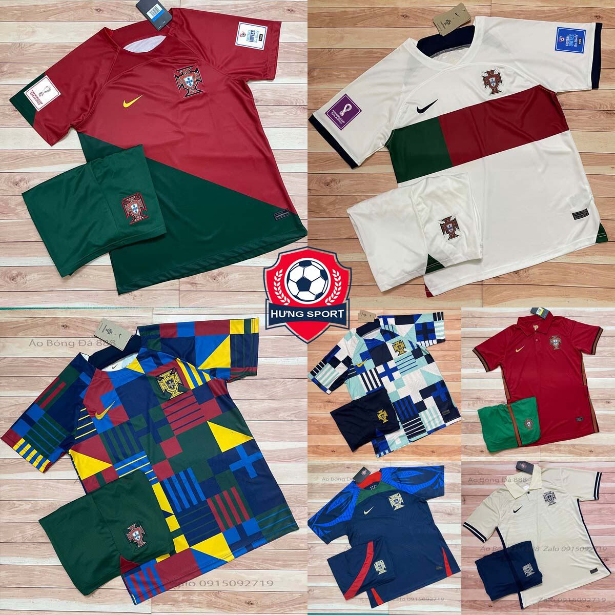 Áo Bóng Đá Đội Tuyển Bồ Đào Nha WC 2022 - Chuẩn Mẫu Thi Đấu - Vải Polyester Gai Thái