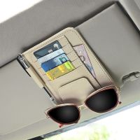 【LZ】✳✎∈  Grão de couro do carro sol viseira multi-bolso organizador interior do carro acessórios arquivo armazenamento bolsa caneta óculos titular organizador do carro