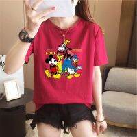 COD DSFERTRETRE 10 Colors Cartoon Mickey Print T-shirt Womens Loose Short Sleeve Top