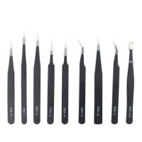 【Ready to ship】Replacement Founder JIAFA JF-8118 9 in 1 Anti-static Precision Tweezers Set with Bag(Black) good quality