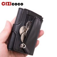 Pop-up RFID Black Wallet ID Card Case Men RFID Button Credit Card Holder High Quality Metal Aluminum Auto Coin Purse