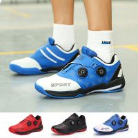 Men Professional Badminton Shoes Breathable Sports Sneakers Lightweight Anti-slippery Training Footwear Buckle Knob Athletic Trainer Plus Size 36-47