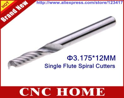 10pcs 3.175mm * 12mm carbide endmill CNC Router Bits Single Flute Spiral Milling Cutters เครื่องมือสําหรับไม้อะคริลิค PVC 1/8－Shank