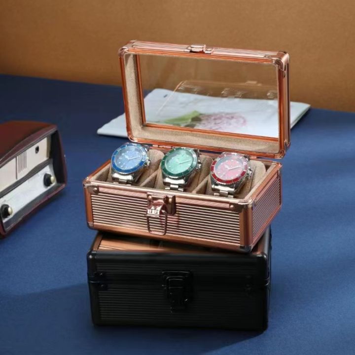 พร้อมส่ง-กล่องนาฬิกา-3-เรือน-aluminium-watch-box-กล่องเหล็กเกรดพรีเมี่ยม-กล่องเก็บนาฬิกาข้อมืออลูมิเนียม-กล่องใส่นาฬิกา-กล่องของขวัญ