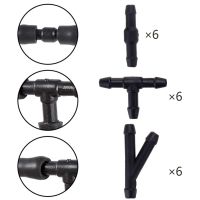 18PCS Windscreen Washer Joiner Pipe Connector T Piece Straight 3 Way Y Piece Air Fuel Water Petrol Wiper Washer Nozzle Hose