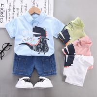 IENENS 2023 New Boy Clothing Sets Summer Baby Boy Cartoon Clothes Suit Short Sleeves Shirts+Shorts Outfits Set for Kids 0-4Years