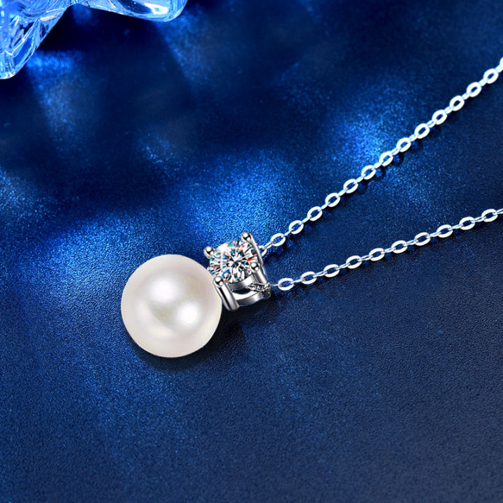 new-925-sterling-silver-pearl-necklace-pendant-korean-style-simple-moissanite-clavicle-ornament-wholesale-mothers-day-gift