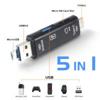 การ์ดหน่วยความจำอเนกประสงค์5ใน1 USB TYPE-C/Usb/ไมโคร/USB/TF/SD การ์ดเครื่องอ่านบัตร OTG อุปกรณ์เสริมอะแดปเตอร์สำหรับตัวอ่านโทรศัพท์มือถือ