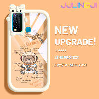 Jjlingji เคสสำหรับ VIVO Y30 Y30i Y50การ์ตูนน่ารักนาซ่านักบินอวกาศหมีลวดลายเคสกันกระแทกซิลิโคนนิ่มหนาทนทานต่อการหล่นและเคสโทรศัพท์แบบใสทนทานต่อการสึกหรอ