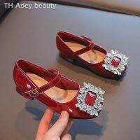 【hot】✎  Kids Shoes 2022 Fashion Baby Flats Patent Brand Mary Rhinestone Middle Heel Soft Sole