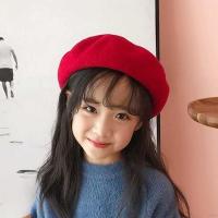 Se7en Autumn And Winter Childrens Beret Girls All-match Solid Color Painter Hat For 2-4Y