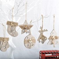 3PCS Christmas Wooden Pendants Deer&amp;Star Shape Xmas Tree Hanging Ornaments DIY Wood Crafts Home Christmas Party Decorations Christmas Ornaments