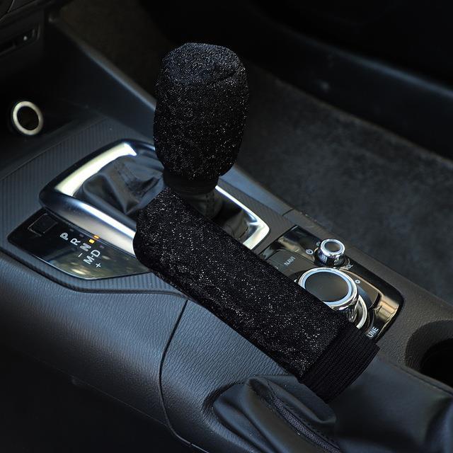cw-1-set-car-shift-collar-cover-mesh-hand-brake-interior-knob-accessories