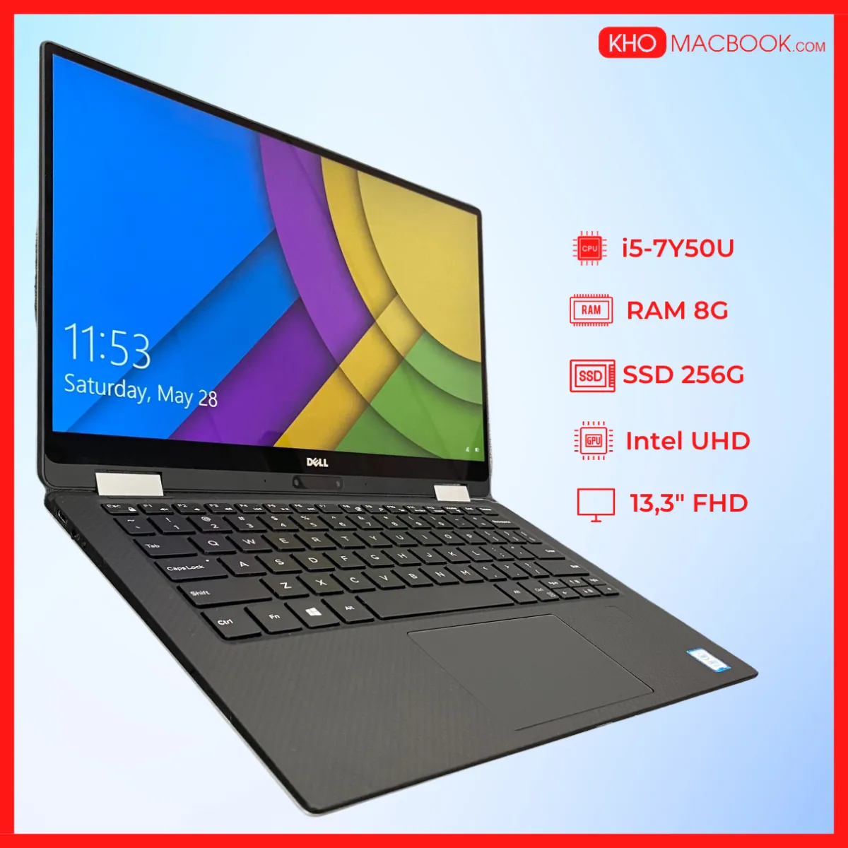 Laptop Dell XPS 13 9365 I5-7Y50U l RAM 8G l SSD 256G l Màn 13,3 ...