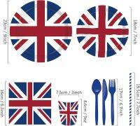 British Theme Party ตกแต่งสำหรับ Queens 70th ครบรอบน้ำหนักเบาที่ละเอียดอ่อน Tableware อุปกรณ์ British Flag Cups