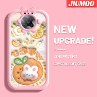 เคส JIUMOO สำหรับ Xiaomi Poco F2 Pro Redmi K30 Pro Zoom เคสการ์ตูนสีส้มกระต่ายน้อยมอนสเตอร์น้อยโบว์น๊อตปลอกนิ่มทนต่อการเสียดสีเคสโทรศัพท์โปร่งใสฝาครอบป้องกันเลนส์กล้องถ่ายรูปซิลิก้าเจล TPU