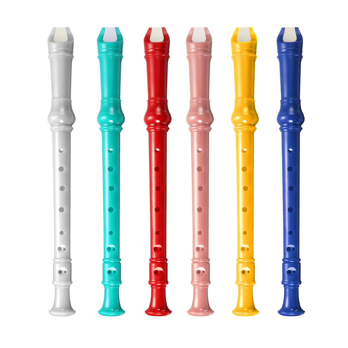 Soprano Recorder Descant 8 Hole Baroque Fingering Key of G with Cleaning Rod White Color by Elrido 