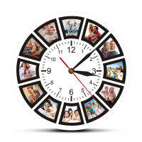 Create Your Own Custom 12 Photos Collage Custom Home Wall Clock Personalized Family Photos Printed Clock Wall Watch